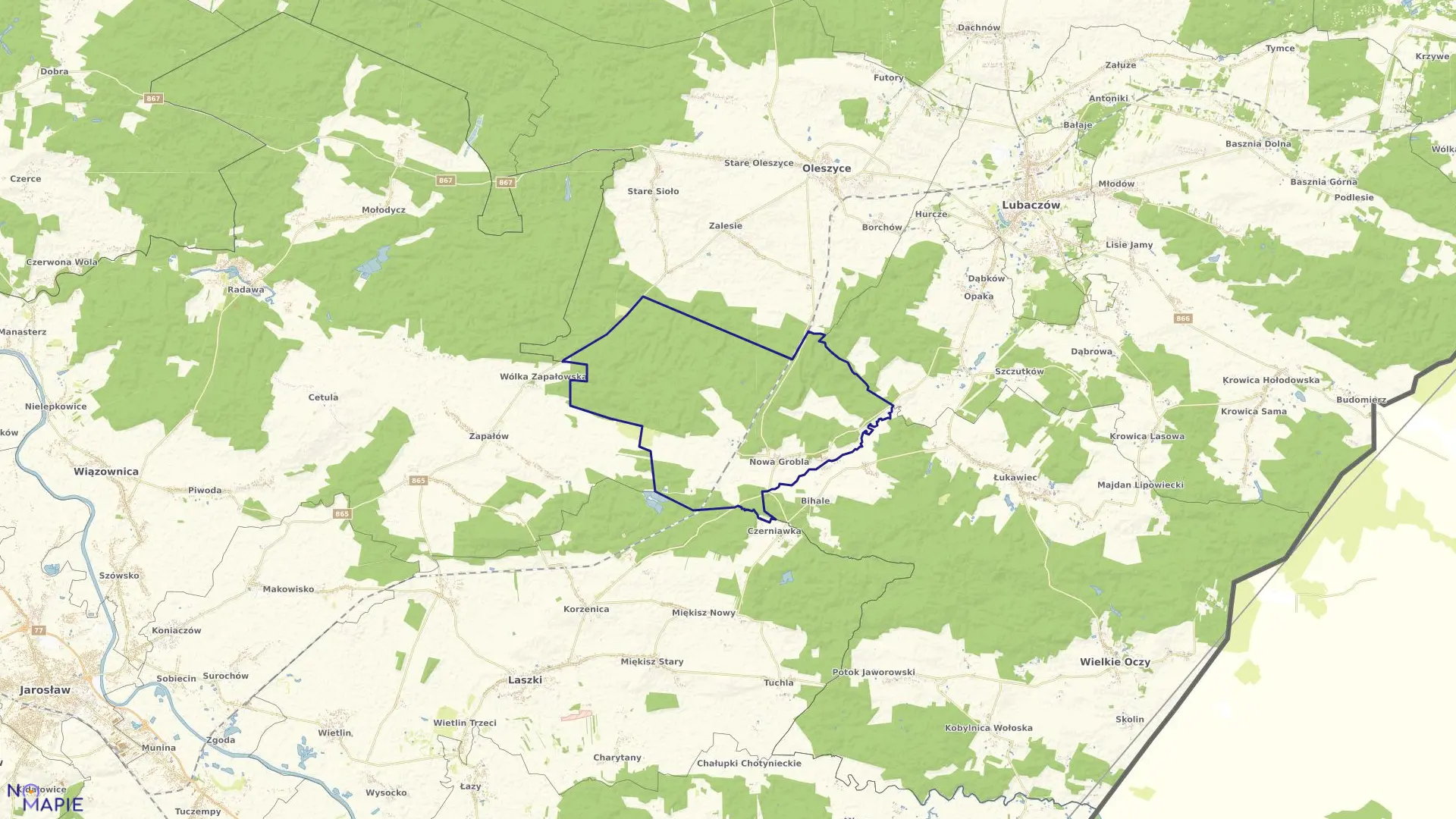 Mapa obrębu Nowa Grobla w gminie Oleszyce