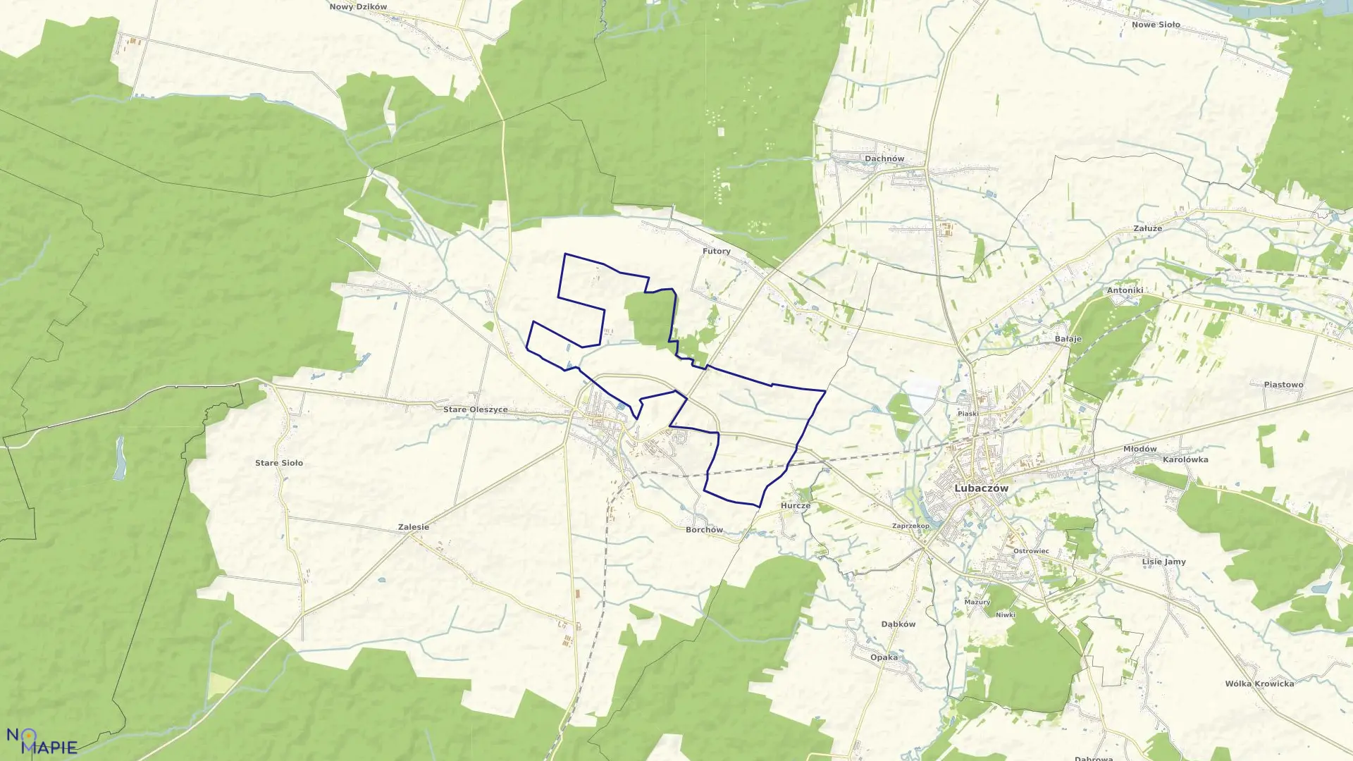 Mapa obrębu Oleszyce Lubomierz w gminie Oleszyce