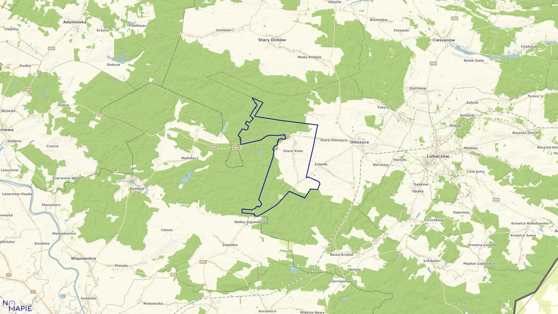 Mapa obrębu Stare Sioło w gminie Oleszyce